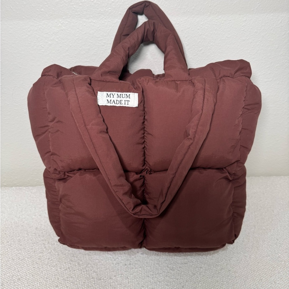 MyMumMadeIt Puffer Brown Tote Bag New - Picture 7 of 9